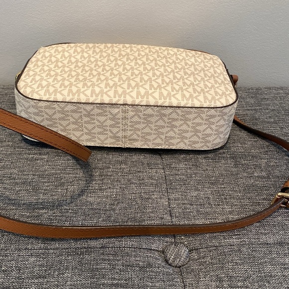 Michael Kors Crossbody Bag Signature MK Logo with Brown Leather Trim - Picture 8 of 10
